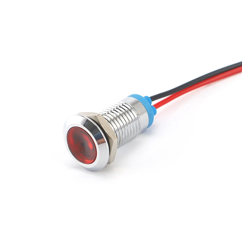 8mm 10mm 12mm Mount Hole Wired Terminal 220v Metal Indicator Light
