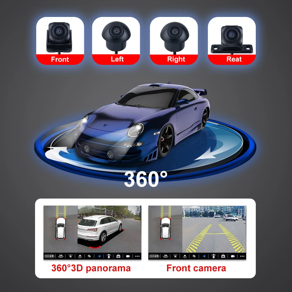HD 3D 360 degree Car bird eye surround view camera driving for Android monitor car stereo radio universal multimedia player