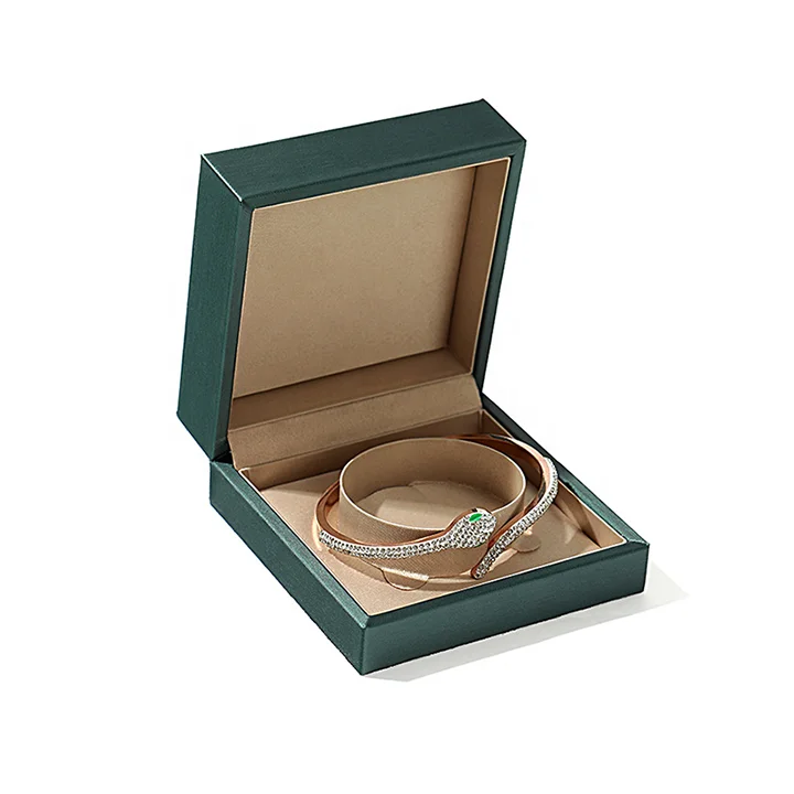 Amino Dark Green color wedding ring jewelry box pu leather necklace bracelet jewelry storage display packaging gift box