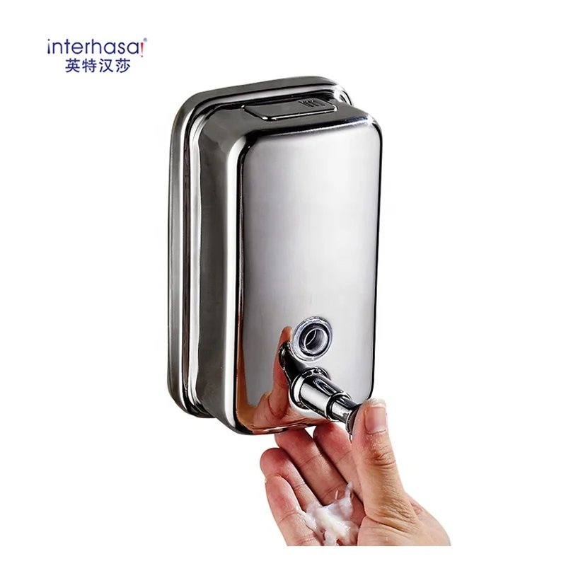 Commercial 2022 new Vertical Wall Mounted 500ml manual liquid hand soap dispenser metal pump stainless steel for Bathroom