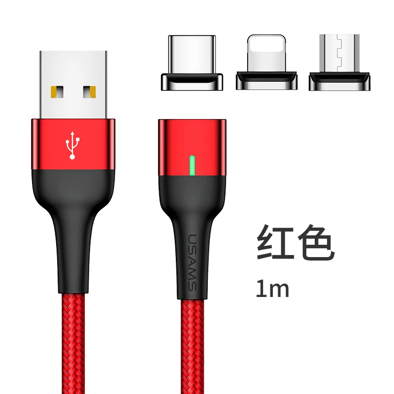 USAMS 3A Универсальный Магнитный кабель Micro USB Type C для быстрой зарядки и передачи данных iphone