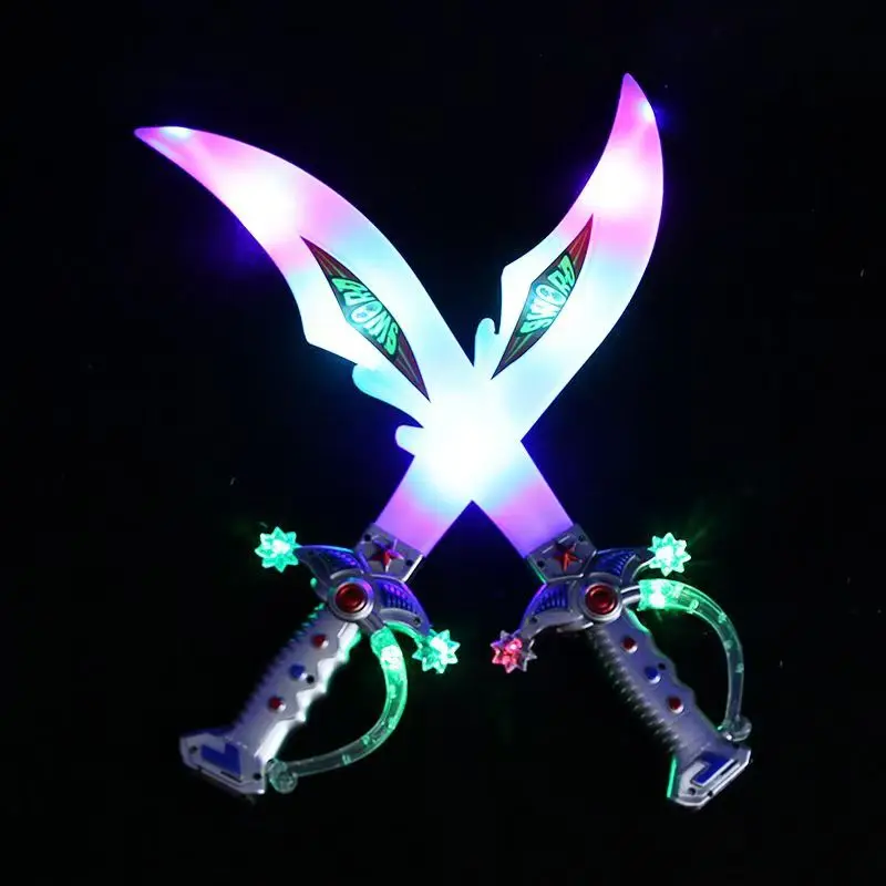 Party Kids Cosplay Luminescence Prop Flash Sword Light Up Toys Saber Pixel Double Flashing Music Led Flashing Toy Swords