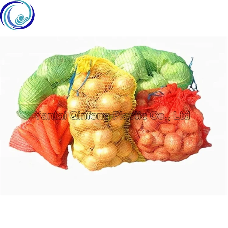 PP Durable 50kg Leno Fruit Vegetable Plastic Packaging Drawstring Bean Onion Potato PP Mesh Net Bag