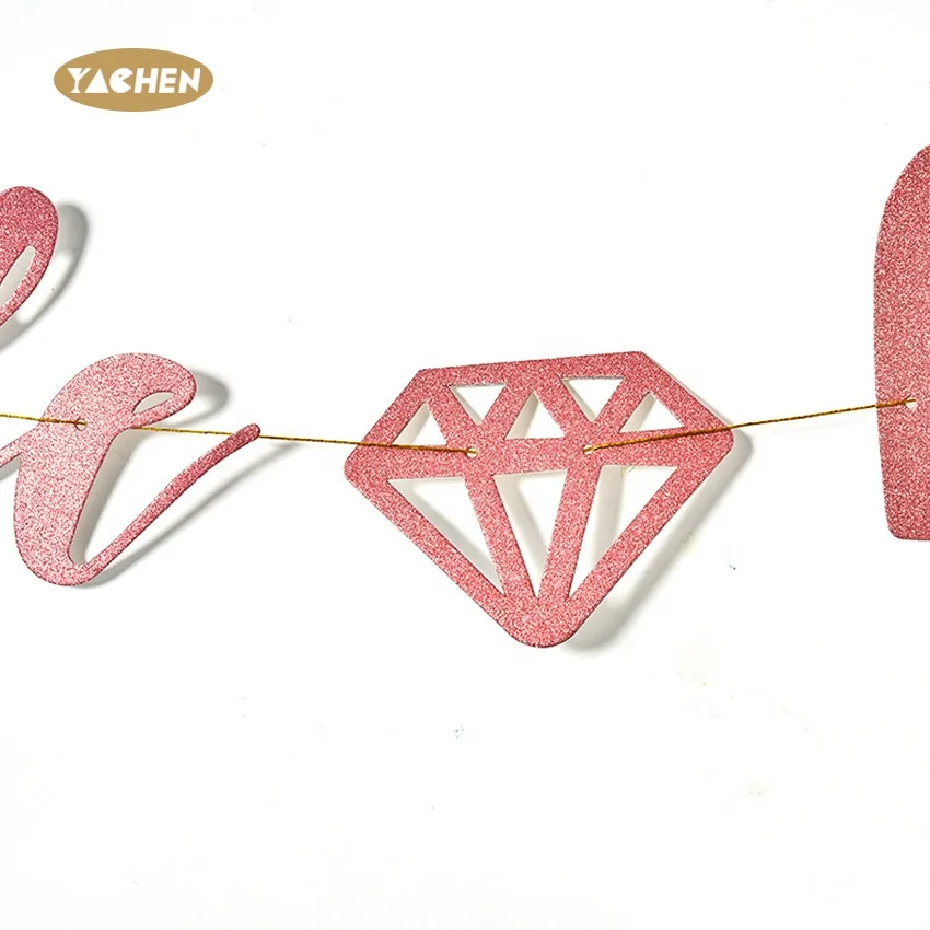 YACHEN Diamond glitter garland festive backdrop bride to be pull flag banner wedding decoration
