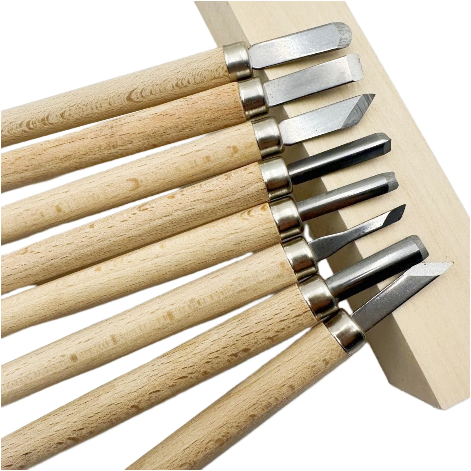 12pcs Handmade Woodworking Sculpture Knife Student Art Rubber Carving Chisel Steel Wood Handle Straight Carbon Steel OEM