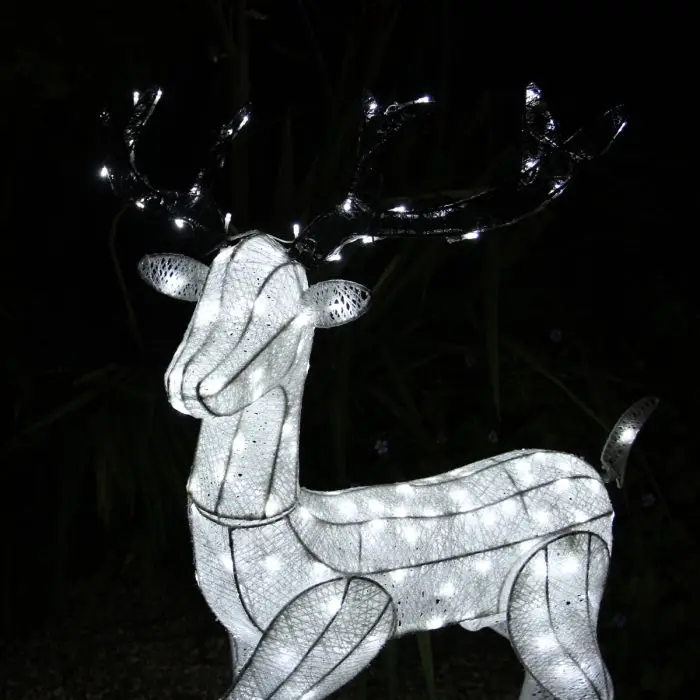 110cm Glitter Cotton Thread  Stag and Doe Reindeer White Light up Reindeer Stag Buck With 6 on  Timer EU Timer UK Timer