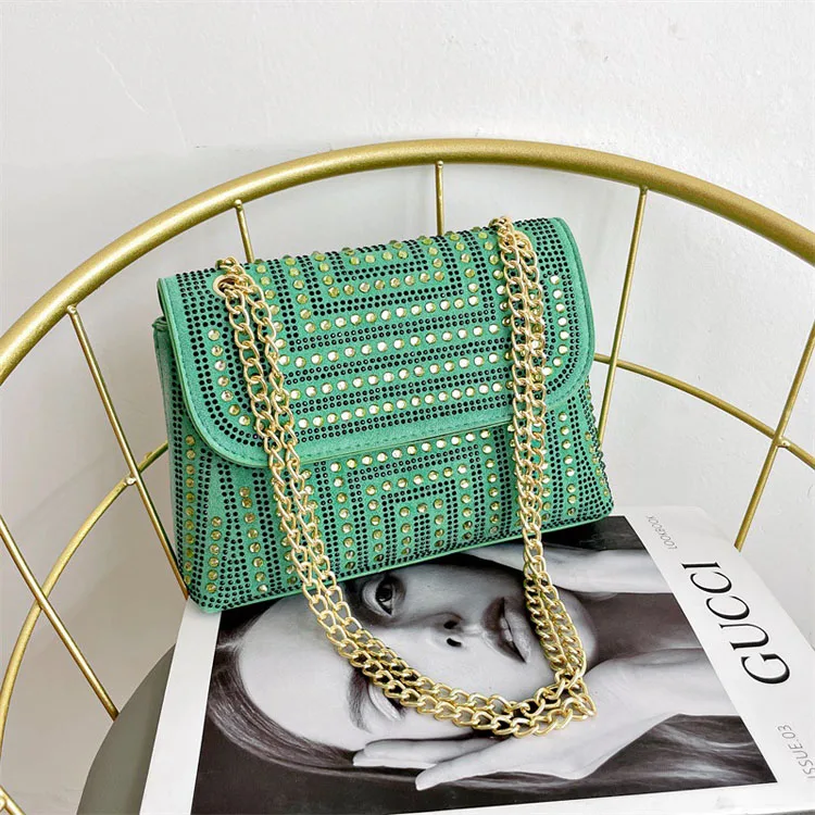 2024 new fashion rivet personality small fragrance style one shoulder ladies crossbody small square messenger bag