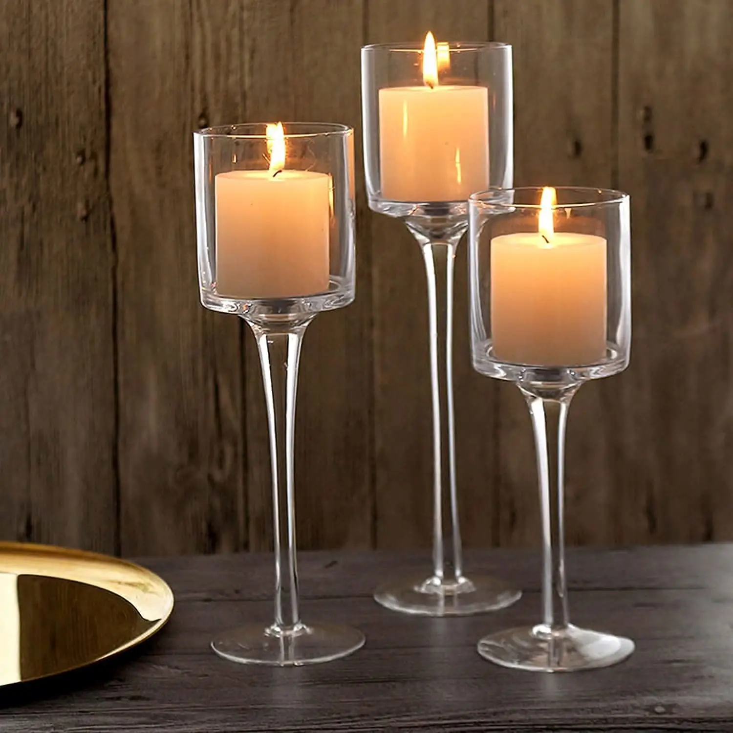 Tea Light Clear Decorative Wedding ChristmasCrystal Glass Candle Stick Holders Lanterns And Candle Jars