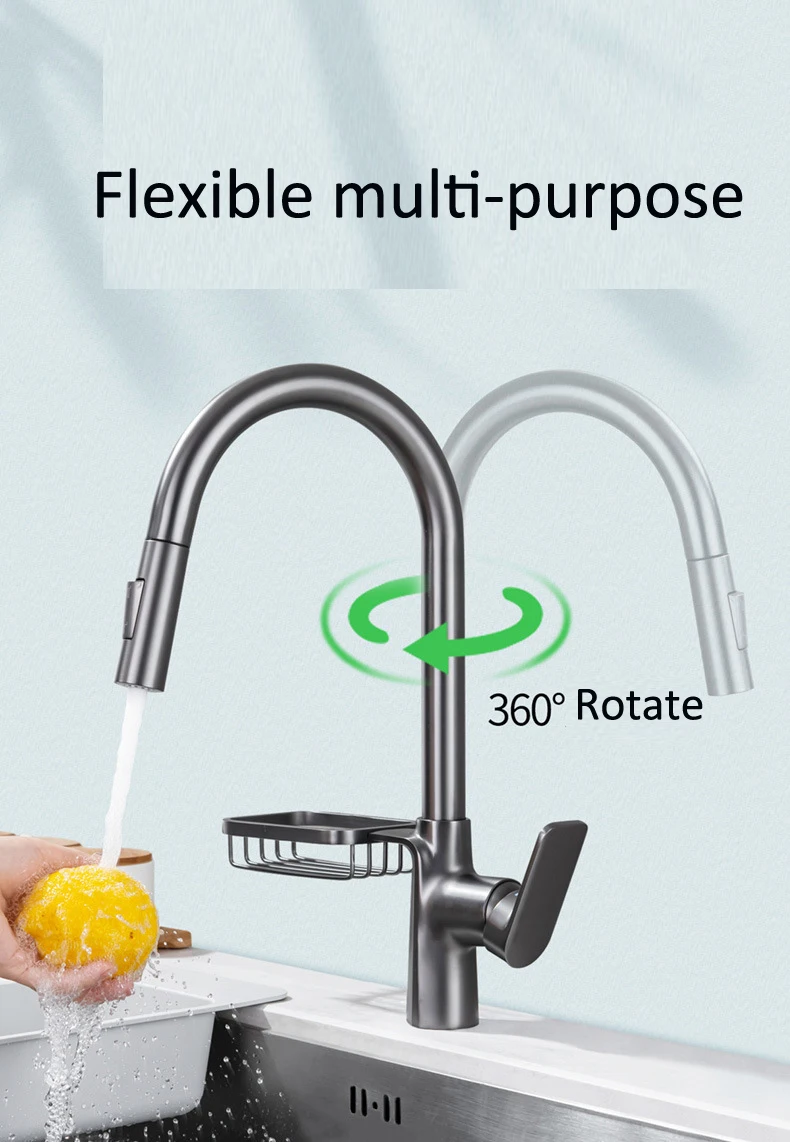 Sink kitchen pull tap hot and cold all copper faucet single cold faucet sink wash bowl faucet rotatable from China factory