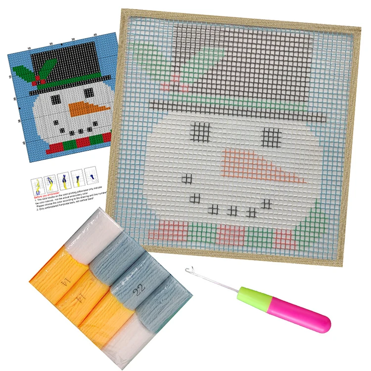 Adult DIY Carpet Yarn Art Craft Canvas Fabric Latch Hook Pillow Kit Latch Hook Rug Kit for Adults