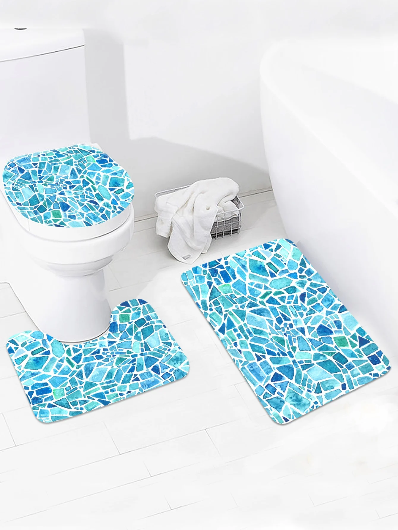 Marble Pattern bath rugs set Toilet Carpet Rug Sets Bathroom Anti Slip 3 Pieces Bath Mat Sets floor mat