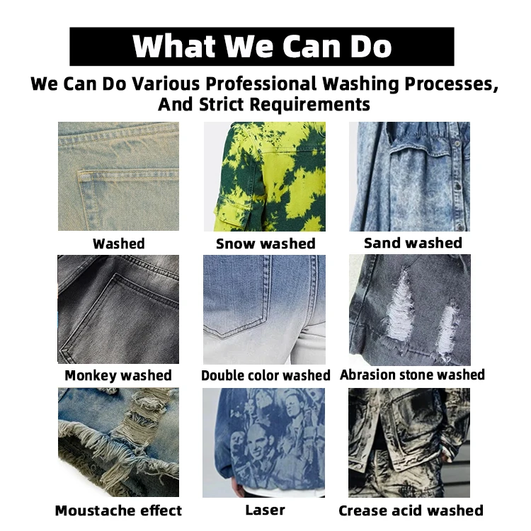 High Quality Distressed Vintage Acid Wash Raw Hem Super Cargo Pants Skinny Flare Stacked Slim Fit Jeans Men