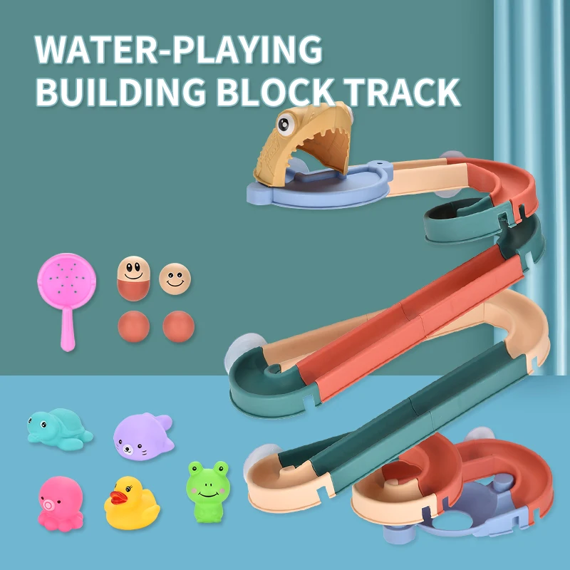2024 Baby hot sale suction wall water track bathtub toy animal slide waterfall track bathroom toy