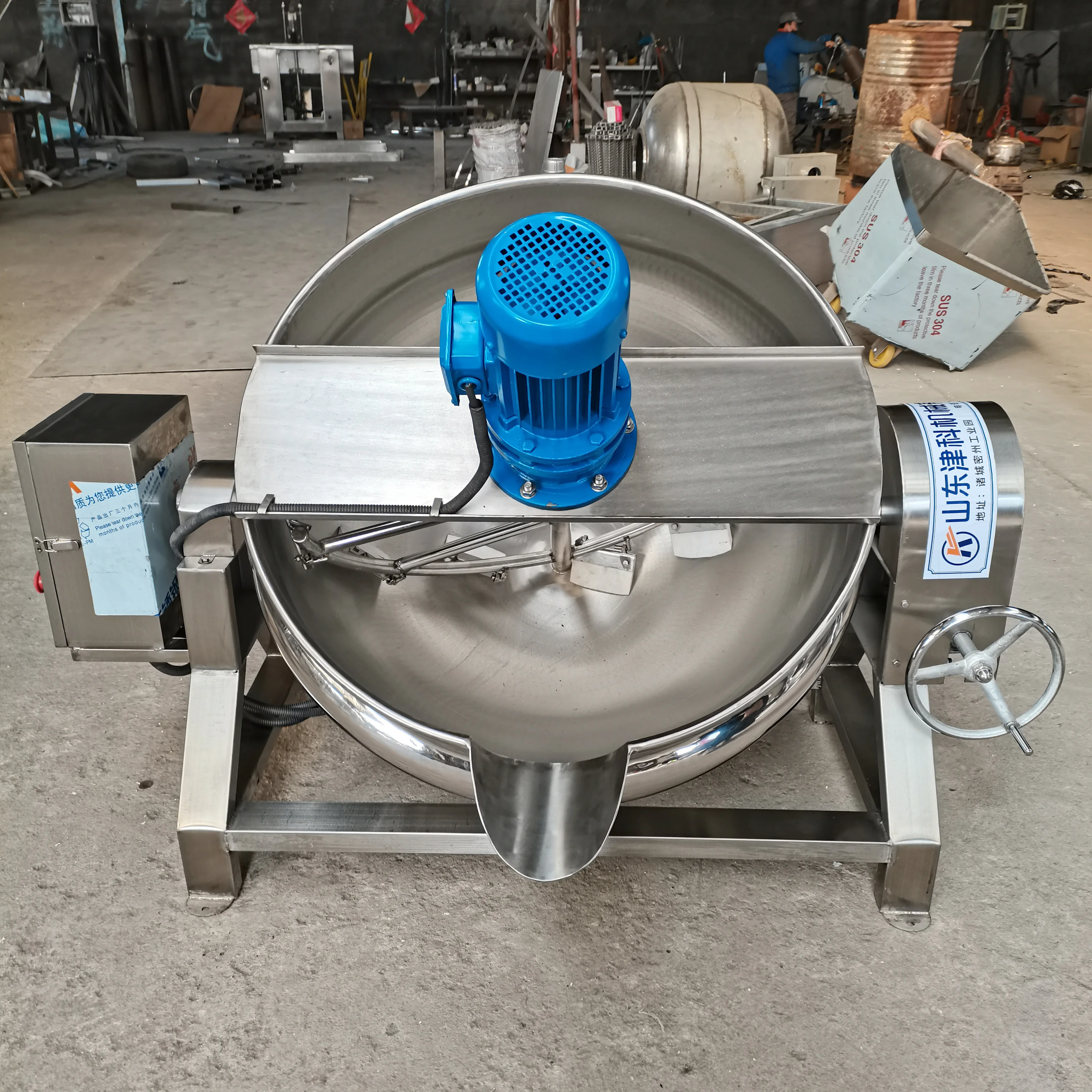 automatic 304 stainless steel electric heating gas heated cooking pot with stirring cooking soup and porridge cooking pot