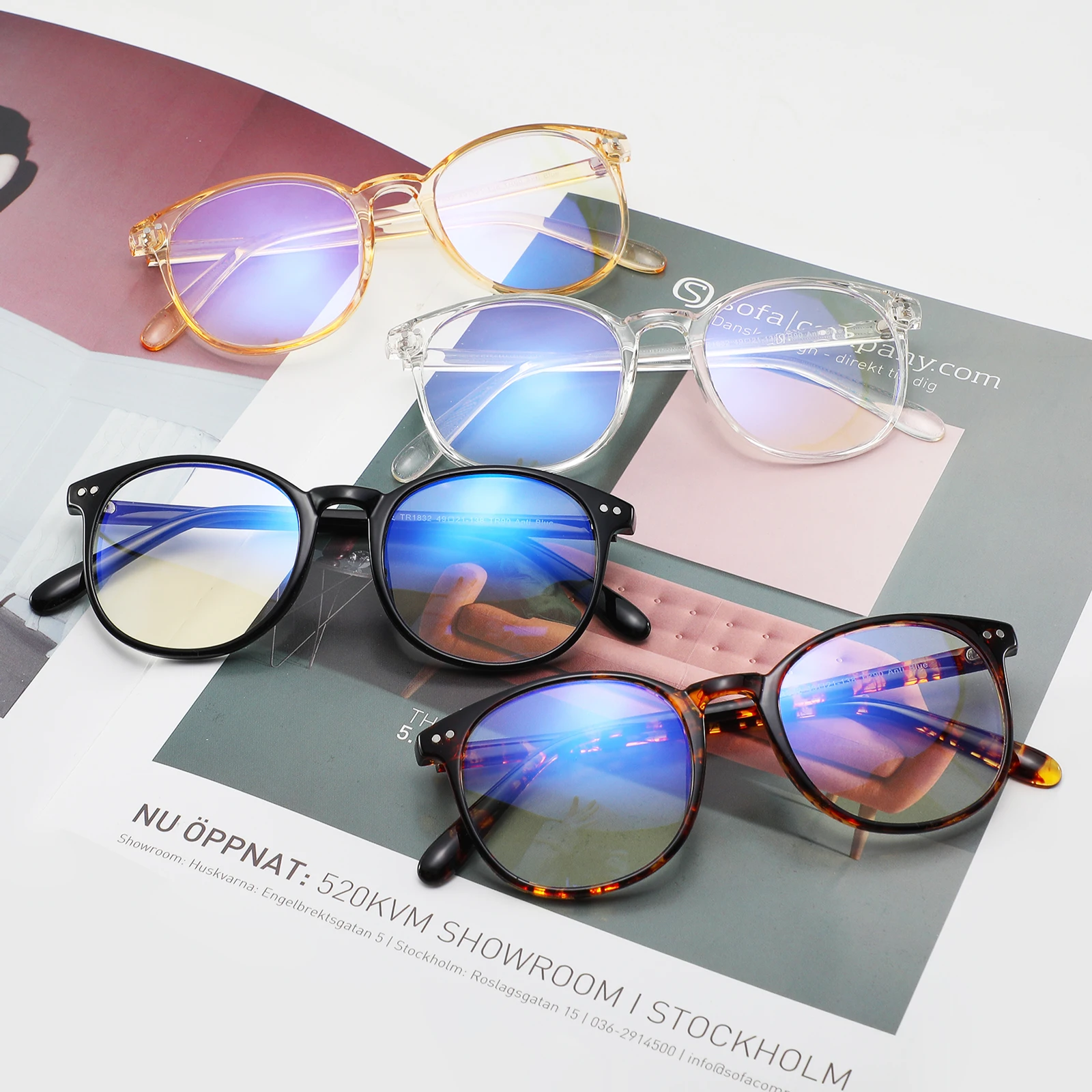 2022 Wholesale  Round  Large size TR90 Anti-Fog Blue Light Blocking Glasses for Eye Protection