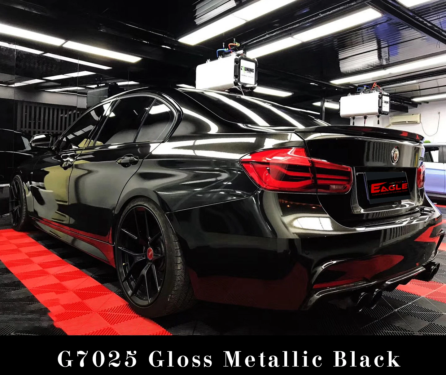 Бесплатный образец, оптовая продажа, блестящая виниловая пленка для автомобиля с металлическим блеском черного цвета