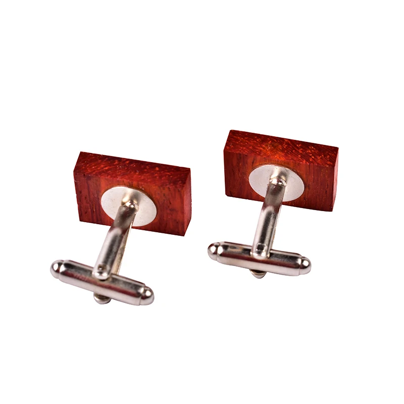 Индивидуализированные красные квадратные свадебные запонки из натурального дерева для мужчин
