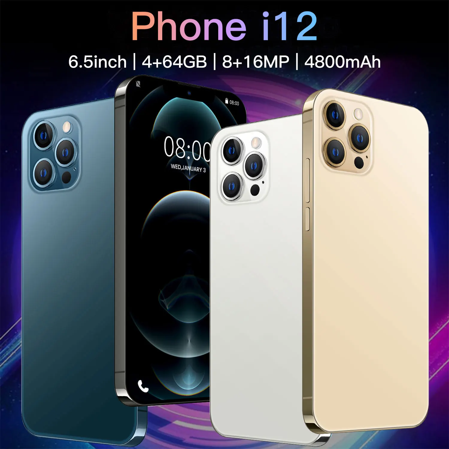 2021 оригинальный i12 Pro Max 6 7 дюймов MTK6799 Android10.0 смартфонов 12GB + 512GB 5G телефон 5600 мАч Power Bank