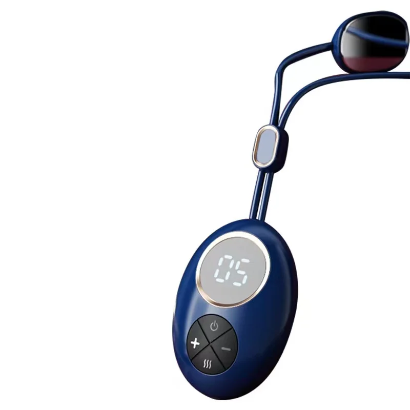 Portable Cervical Spine Massager Hot Compress Deep Tissue Acupuncture Stimulator EMS Dual Pulse Pendant Electric Neck Massager