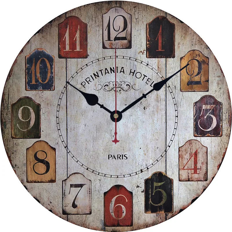 
 Европа и Соединенные Штаты Мода Имитация древесины зерна серии много ретро настенные часы бесшумные  