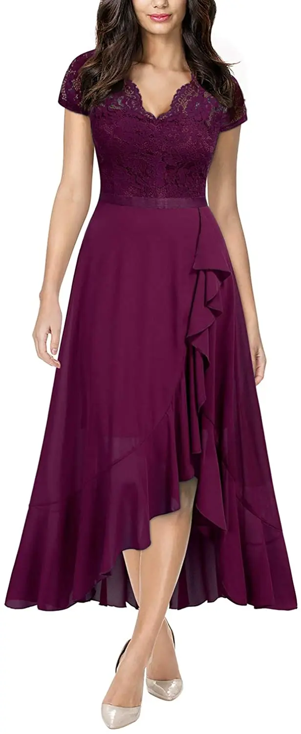 Женское кружевное коктейльное платье с оборками