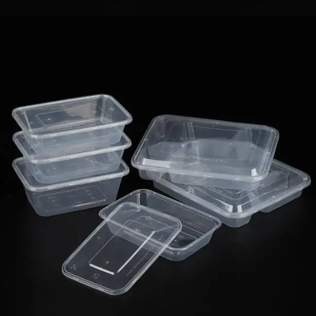 750/1000 ml BPA Free rectangle plastic disposable food container Large quantity is preferred rectangle food container disposable