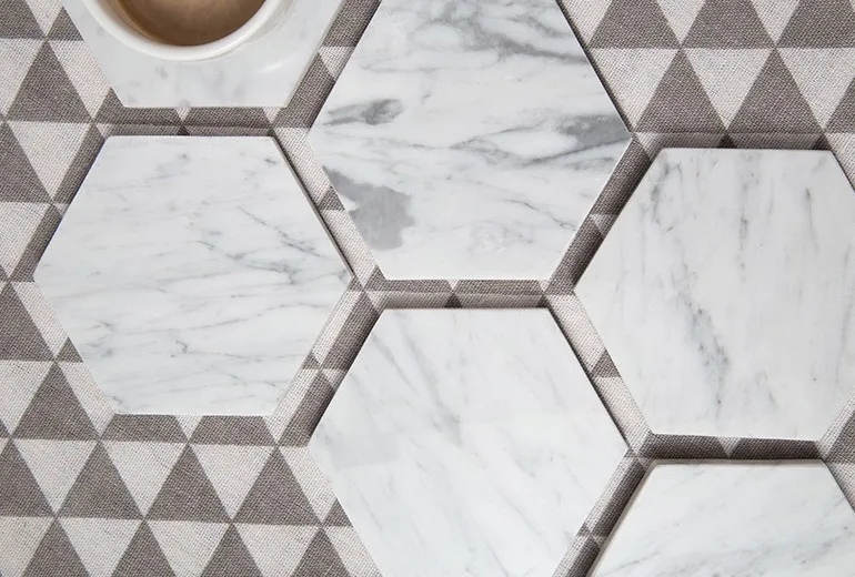 Personalized custom black or white cup marble stone coasters