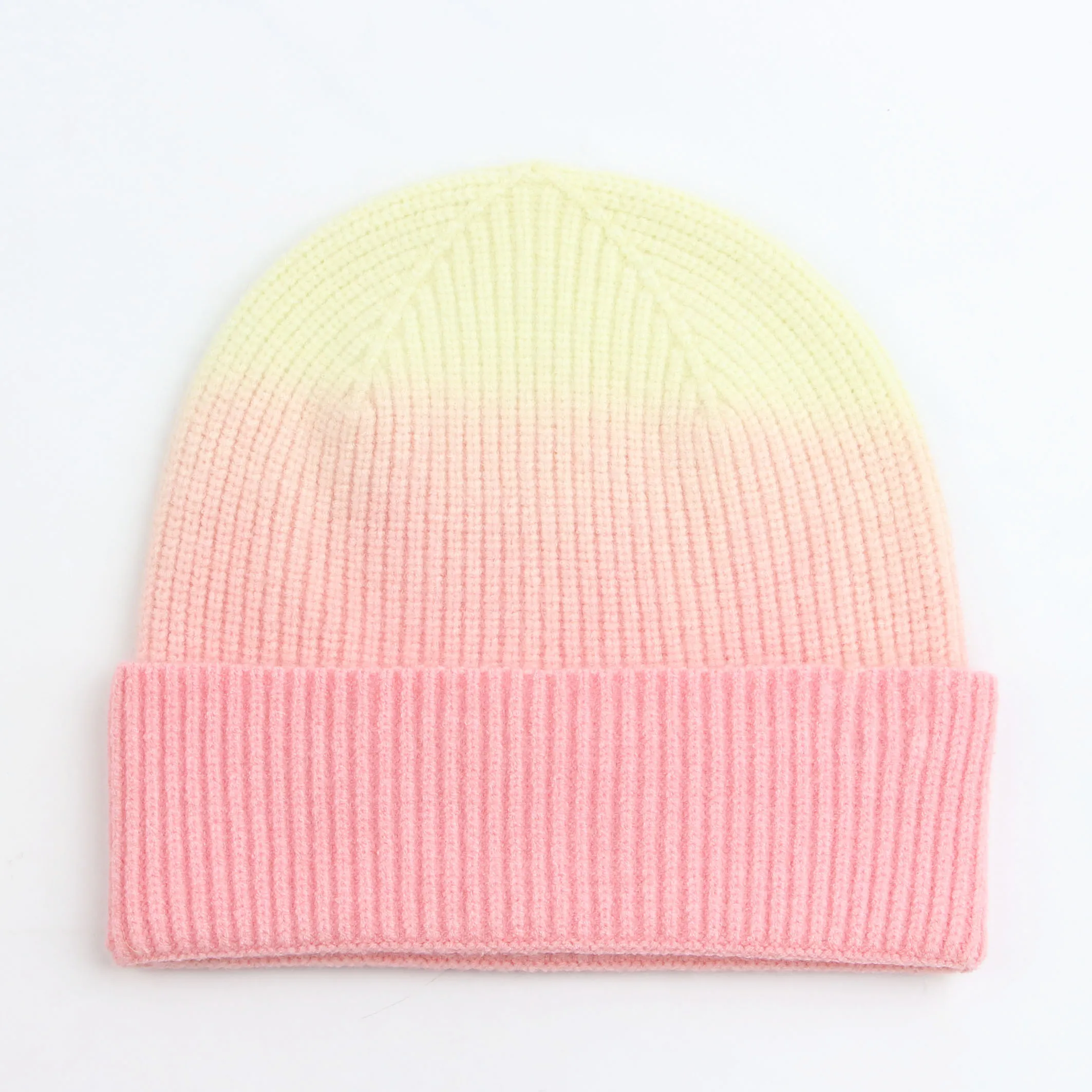 Tie Dye Gradient Beanie Wholesale Blank Knitted Custom Beanie High Quality Unisex Thick Ski Winter Beanie hats