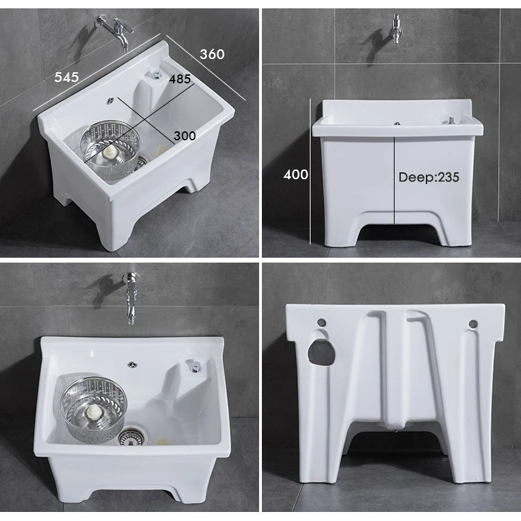 2022 Bathroom Sinks Deep Height Basins Vario Specifications Porcelain White Ceramic Mop Washroom Sink