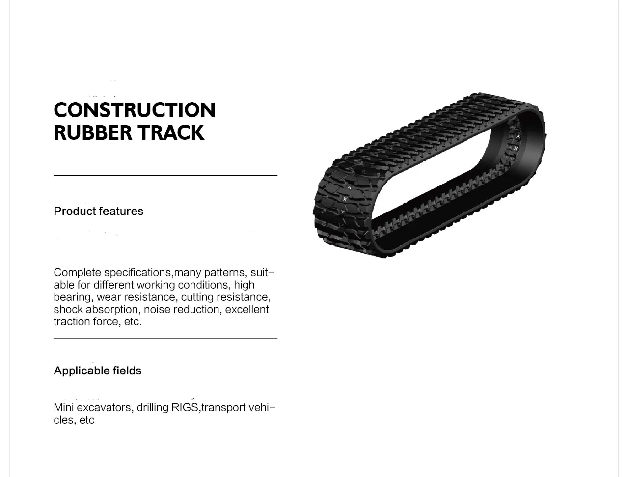 AR90 Crawler Rubber Track for Harvester and Small Truck New Construction Machinery for Retail Industries