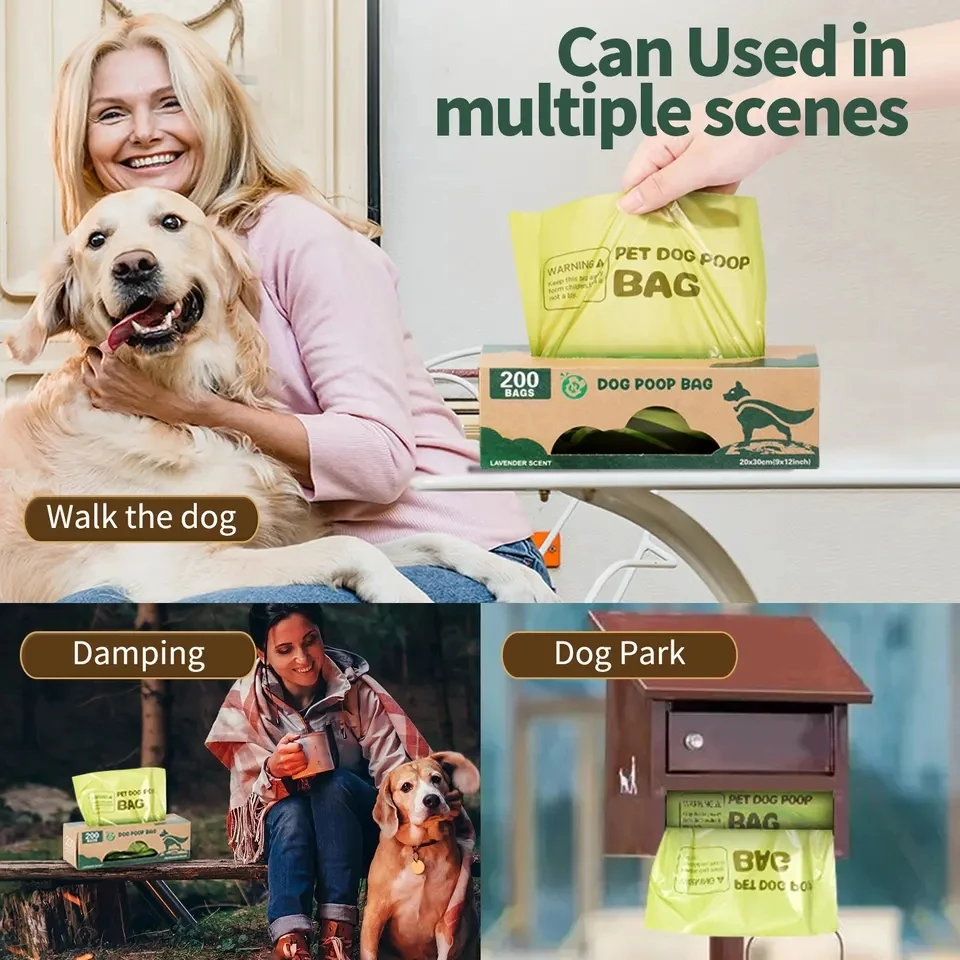 Biodegradable Dog Poop Bags 200 Pieces Dispenser Box Pet Waste Bags Dog Bags For Poop