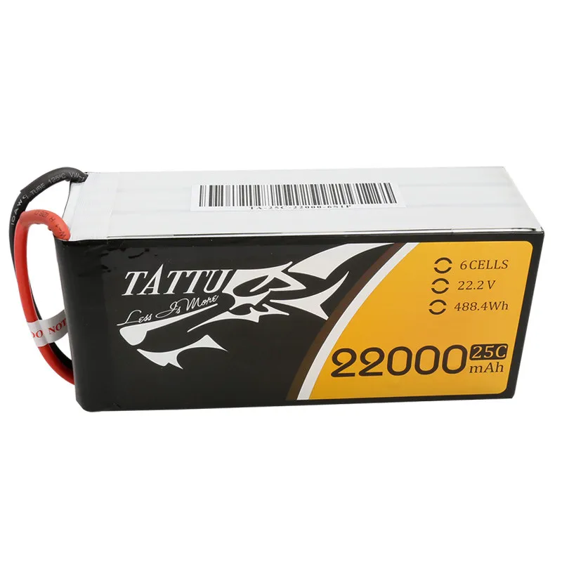 For TATTU 22000mAh 22.2V 6S 488wh LiPO Battery Burst 25C for Big Load Multirotor FPV Drone Hexacopter Octocopter