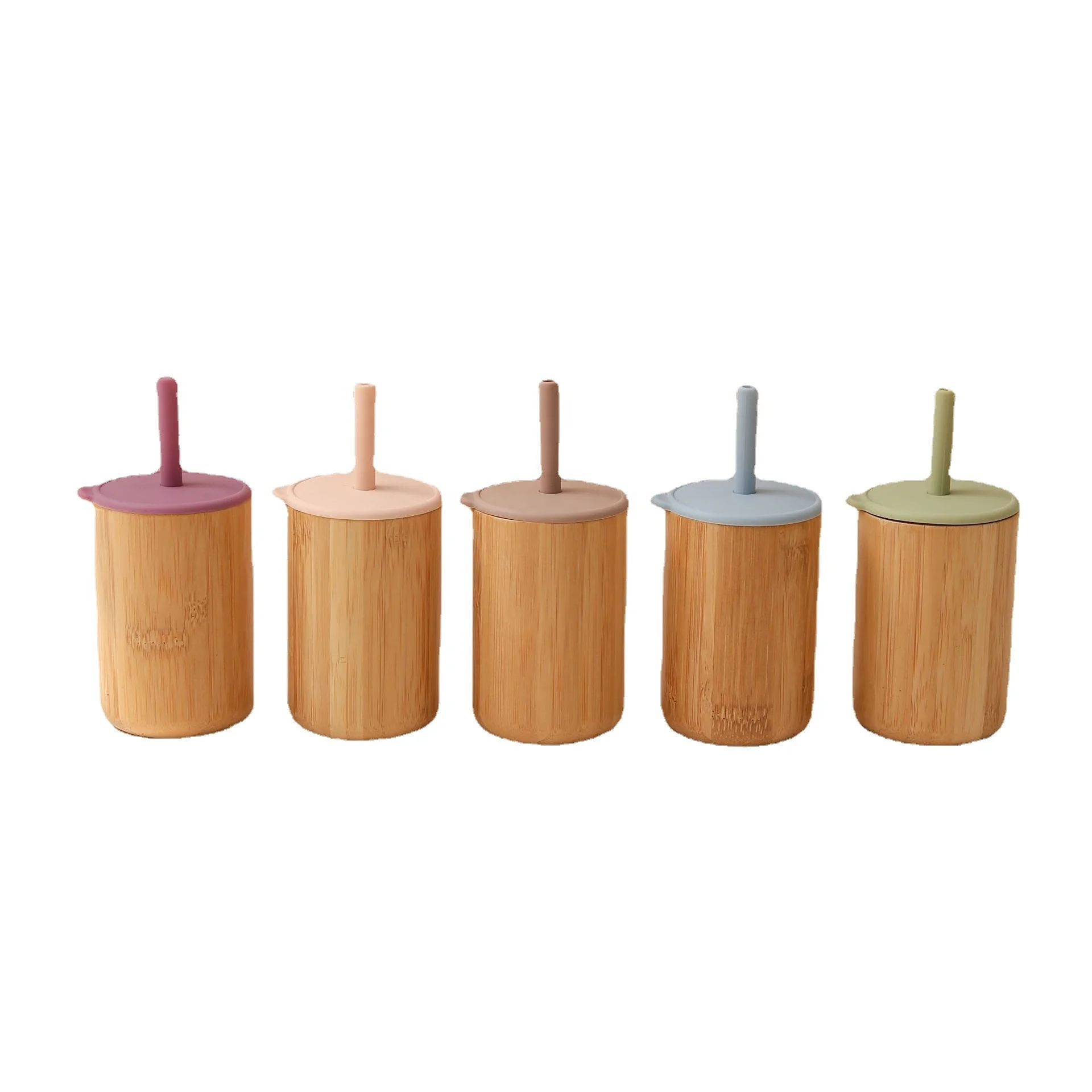 Hot Sale Bamboo Baby Sippy Cup Silicone Straw Bamboo Toddler Cup Children Learning Drinking Sippy Cup