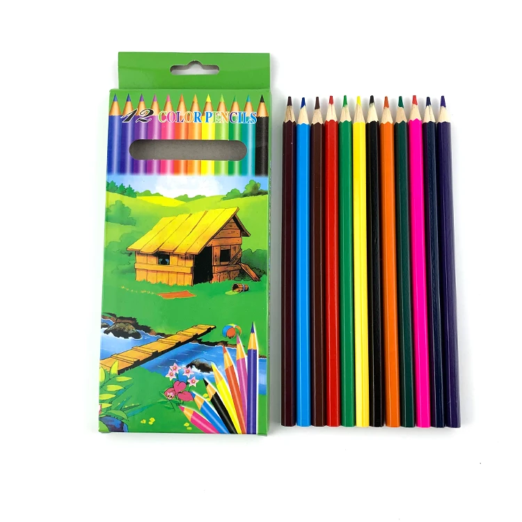 Professional High Quality 12 pcs 3.0mm Wood Water Soluble Color Pencils with Color Box