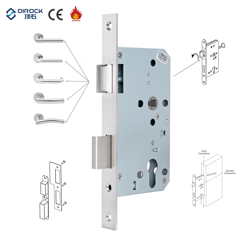 Manufacturer CE Certification SUS304 Fire Rated 4 Hours Steel Door European Mortice Locks Mortise Lock Set for Fire Door