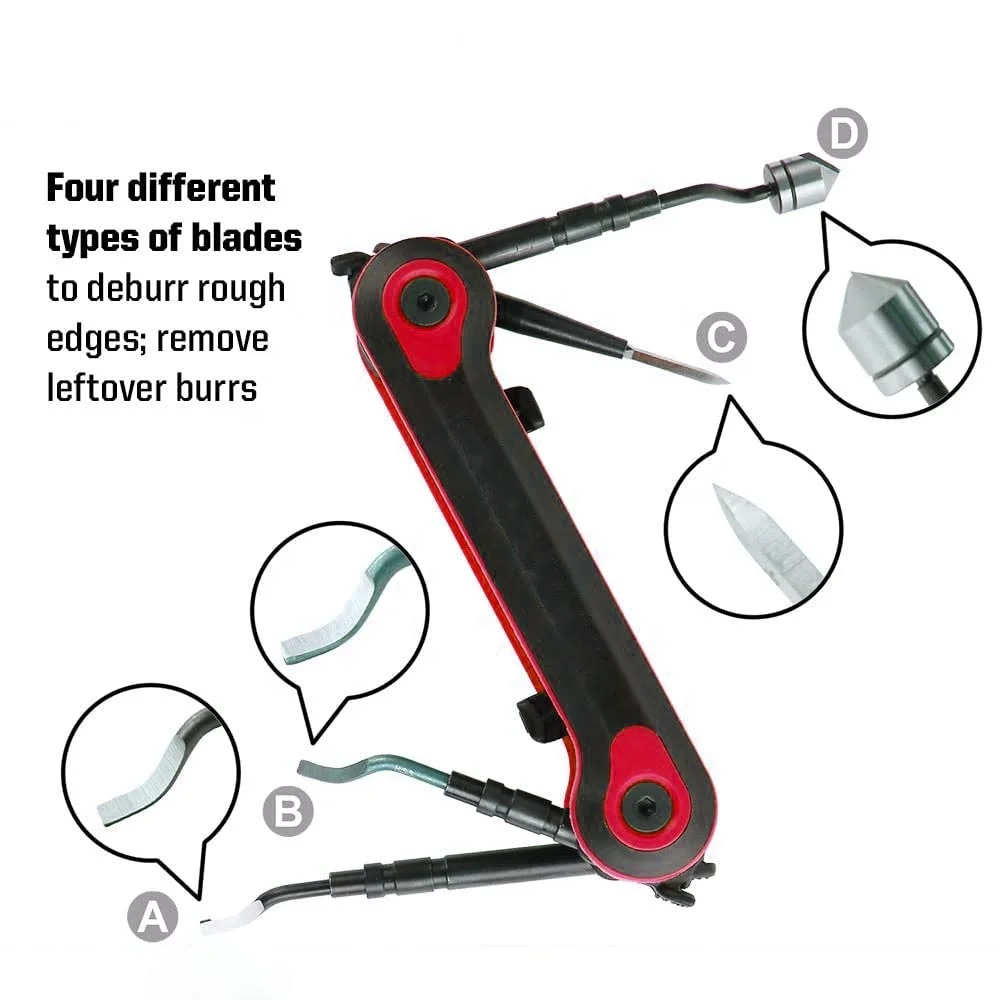 4 in 1 Pipe Deburring Tools Deburring Tool Kit Deburr Cutters Set Rotary Deburr Blades Set Burr Remover