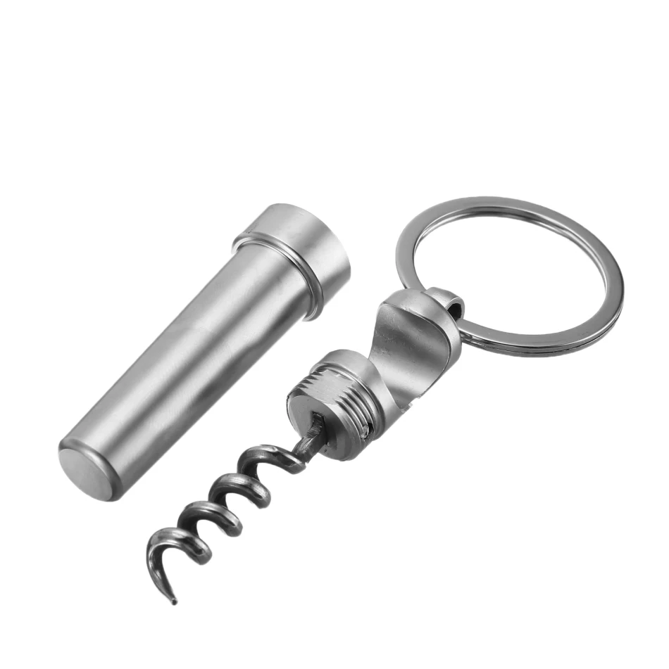 Portable Creative Zinc Alloy Bottle Opener Keychain 3In1 Outdoor Wine Beer Can Opener Wood Corkscrew Kitchen Tools