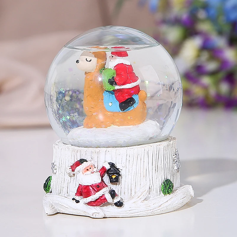 White Stump Base Christmas Resin Craft Figure Snow Ball Snow Globe Christmas Inner View Snowflake Snowball