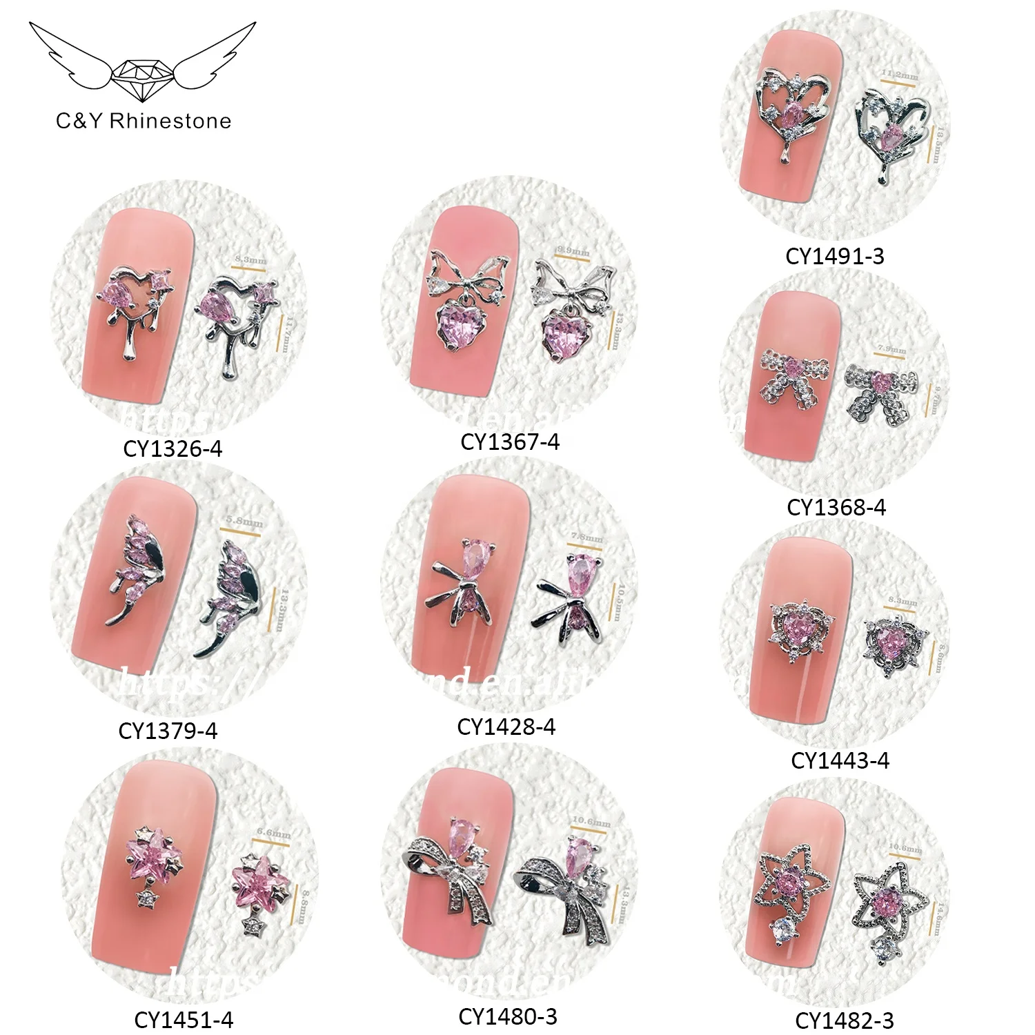 CY Wholesale 3D Butterfly Alloy Jewelry Pearl Gold Coating Zircon Alloy Nail Art Glitter Nail Decorations