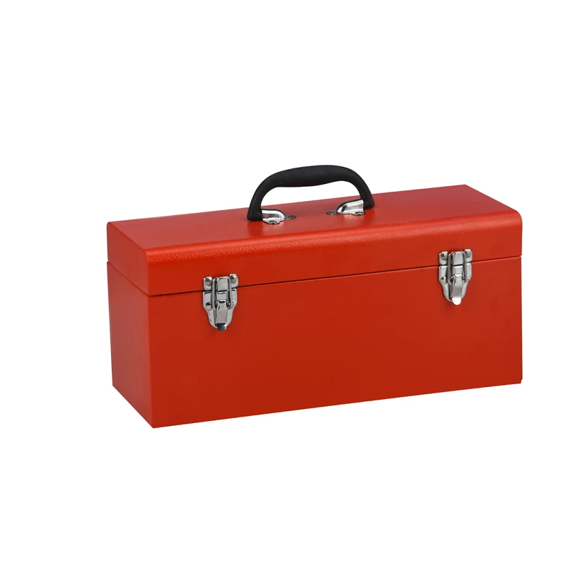 High Quality Convient Carrying Red Iron Large Tool Box with single handle for Workshop Tools Put
