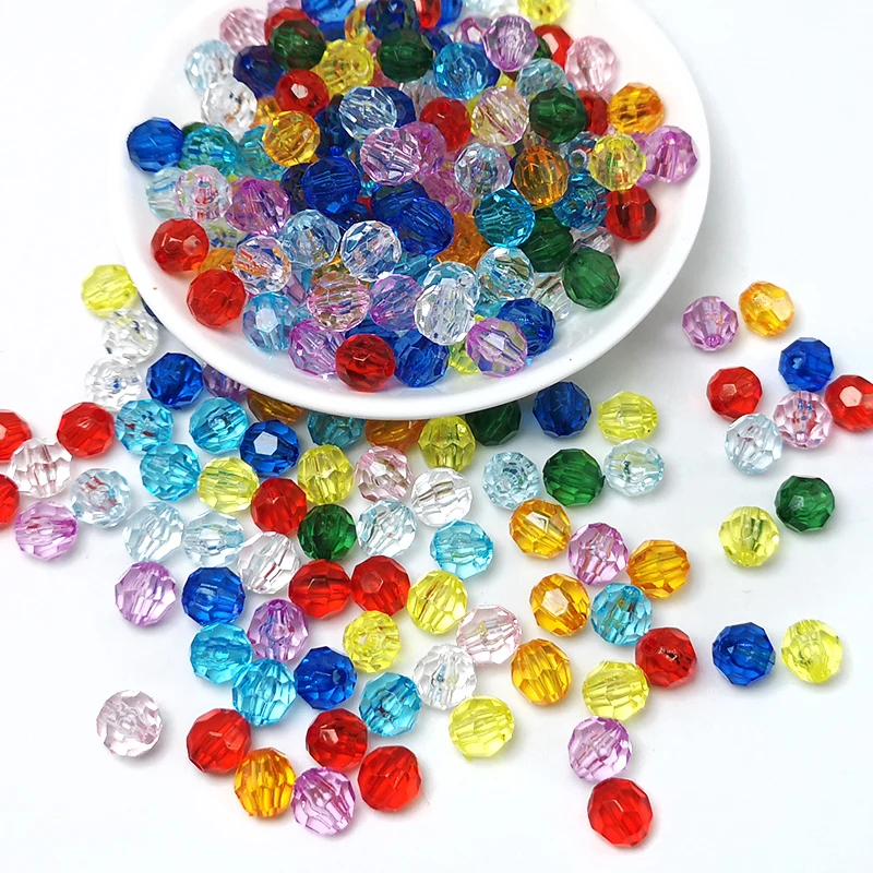 100pcs Crystal Acrylic 8mm Decorative Hand Briolette Faceted Rondelle Crystal Finding Spacer Gemstone Loose Beads
