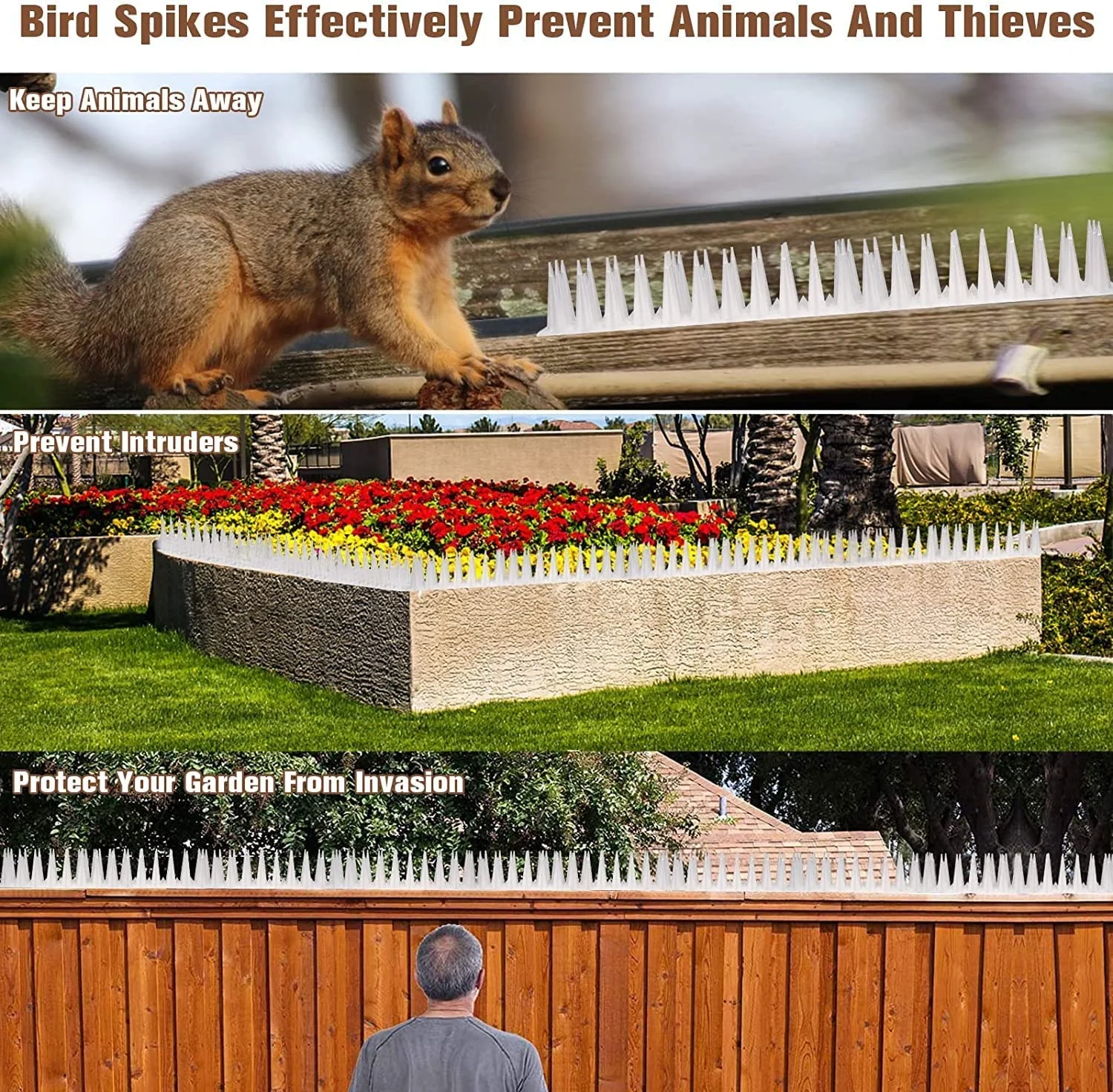 Seicosy Wholesale Hotsale Keeps a Pigeon Away Off Deterrent Plastic Fence Spikes Anti Cat Bird Spikes Strips Bird Repeller