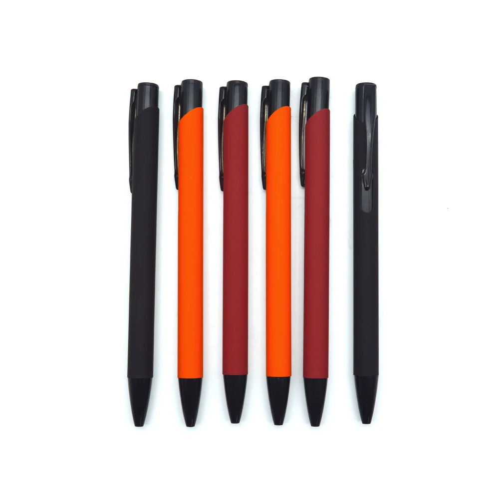 Cheap promotional aluminum ball pen custom logo pen with black plating parts.