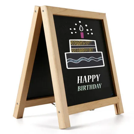 Rustic Wooden A-Frame Chalkboard Sign Freestanding Double-Sided Magnetic Blackboard Stand with White Board for Wall Decor