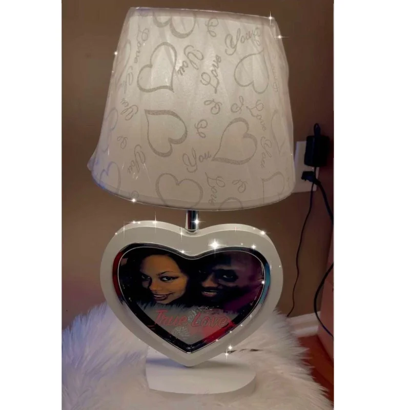 lovely heart shape led sublimation lamp blank led table desk lamp sublimation personnalisation photo ceramic table lamps
