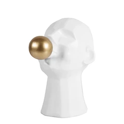 Белая Художественная Скульптура человеческого лица, декоративное настольное украшение, аксессуары для дома, современные статуи, предметы для дома, керамическое украшение