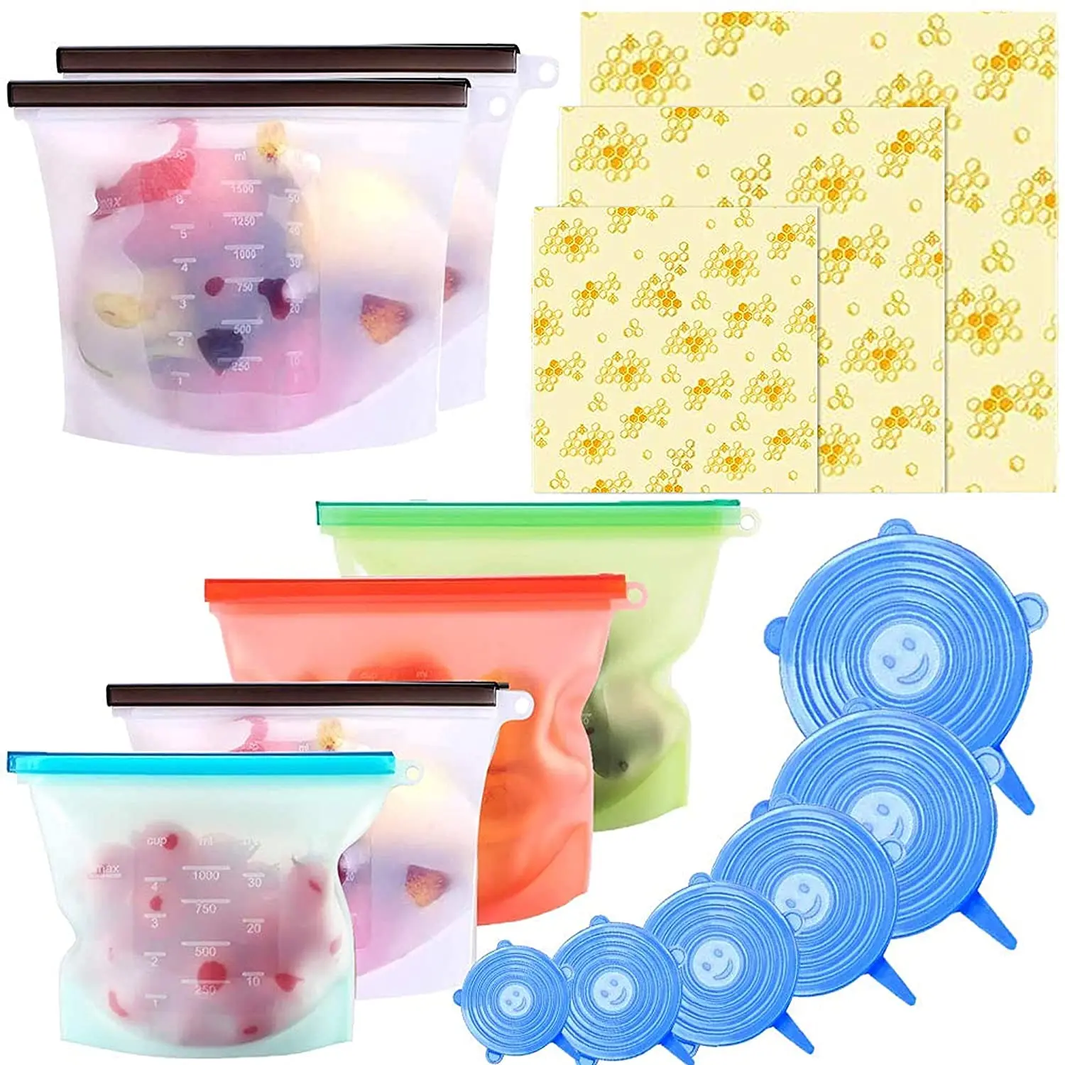GreenEarth Pilfer-Proof Round Food Bowl Container Cover Flexible Silicone Elastic Shrink Lids for Cups Bottles Shape Packaging