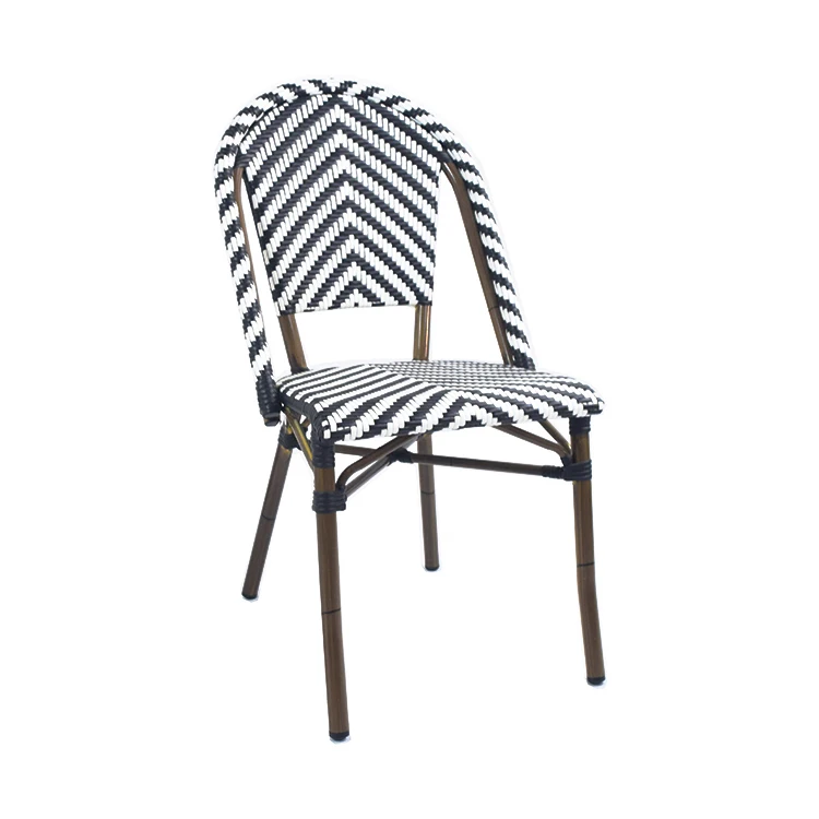 Outdoor French Bamboo Wicker Rattan Patio Chair Stacking Rattan Paris Bistro Chairs