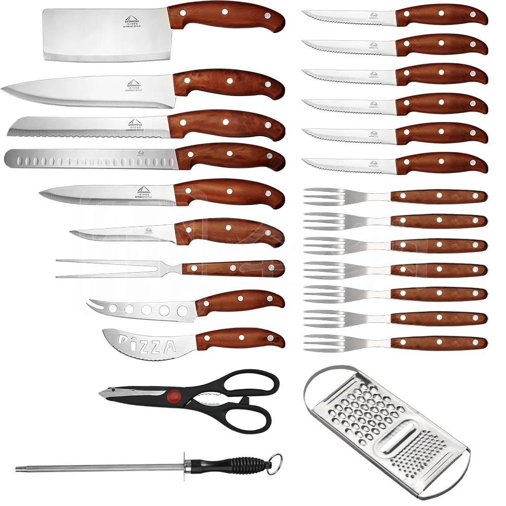 factory price promotion 24pcs stainless steel knife set with color case