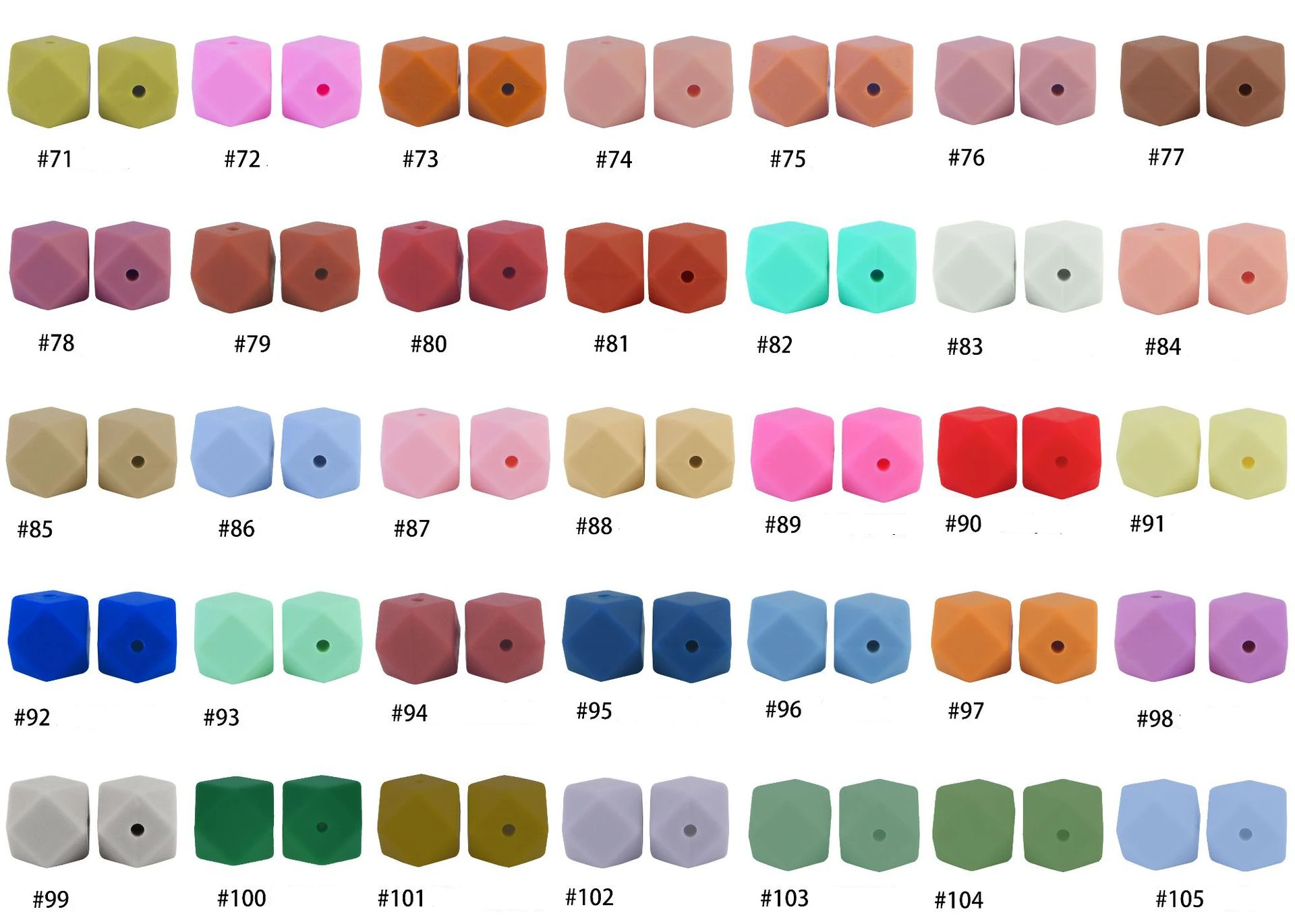 New Fast Shipping Eco-friendly Safety Baby Teething Chewable Silicone Beads Silicone Hexagon Bead For Baby Teething